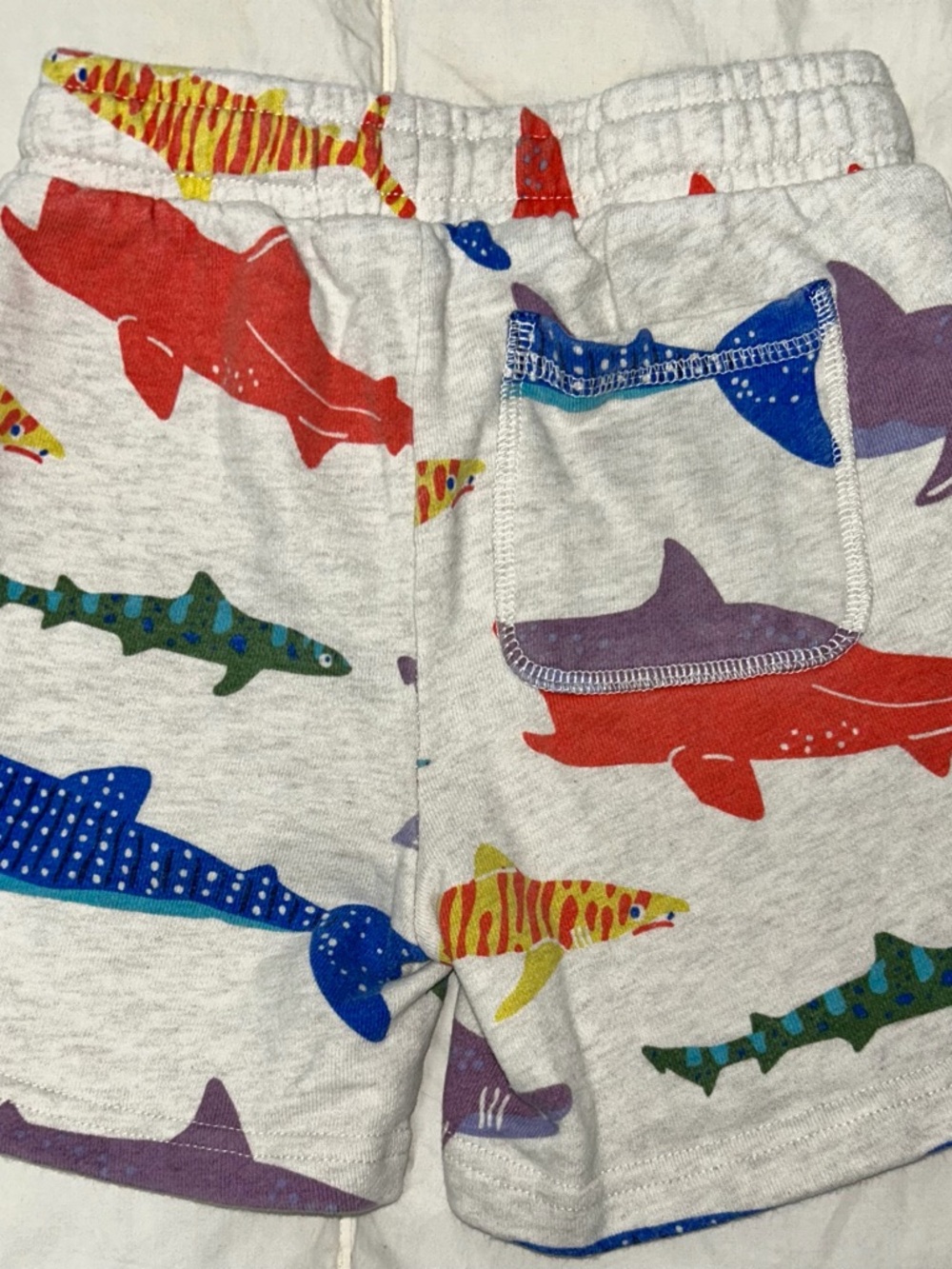 Mini Boden knit shark print shorts with drawstring waist sz 2-3 years EUC - Picture 4 of 4